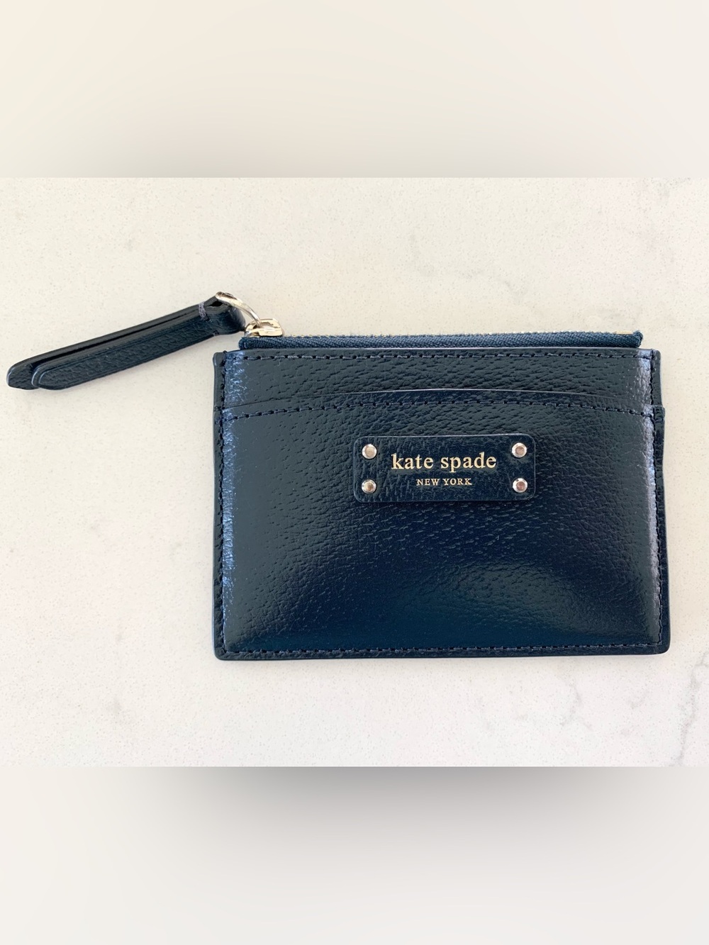 Kate Spade New York Navy Leather Card & Coin Holder